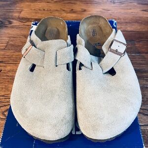 Birkenstock Boston Beige Suede Loafers